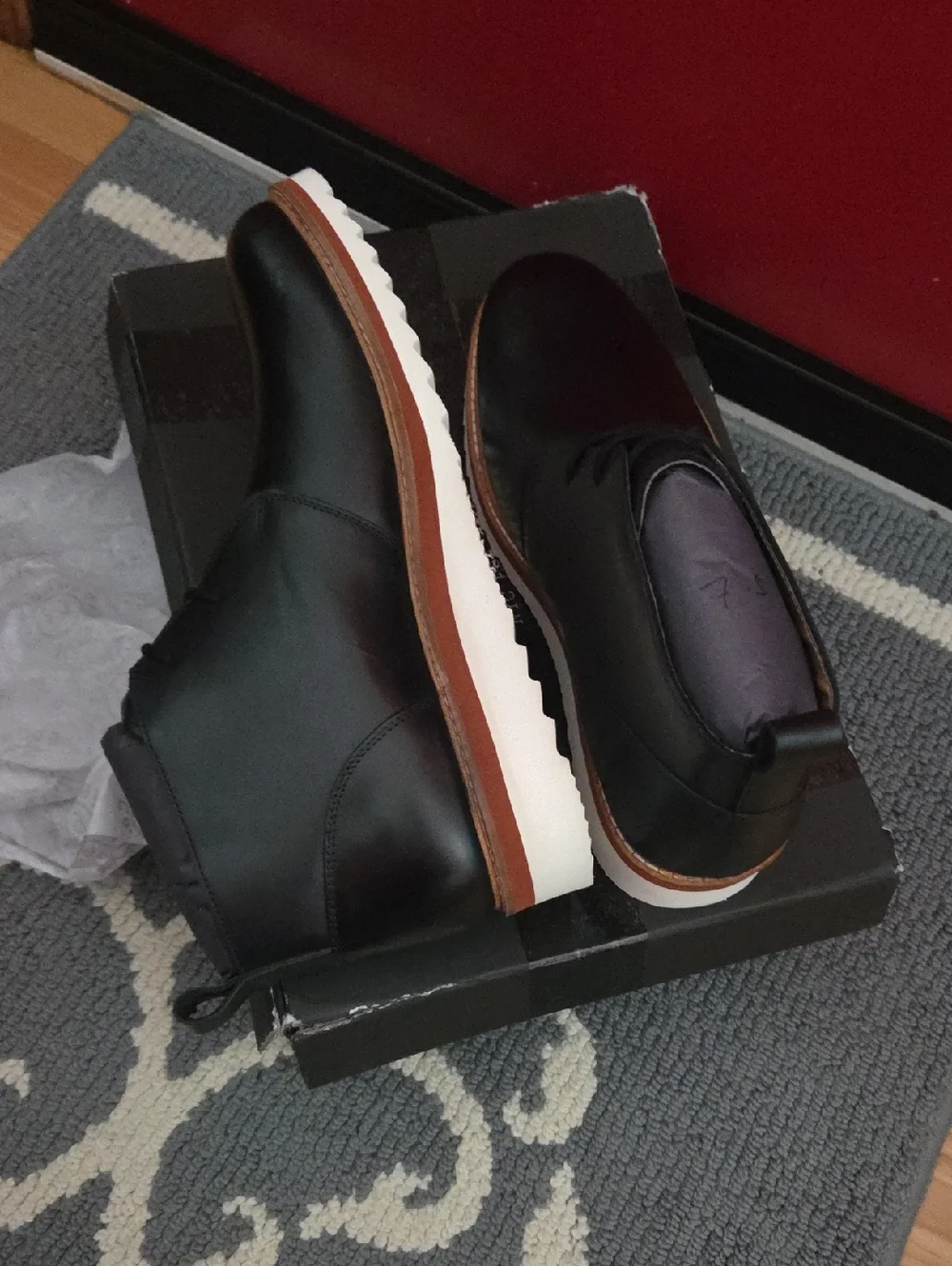 Vintage Foundry Co. Lewis Black Leather Chukka Boots - Sleek Lace-Up Design 7.5